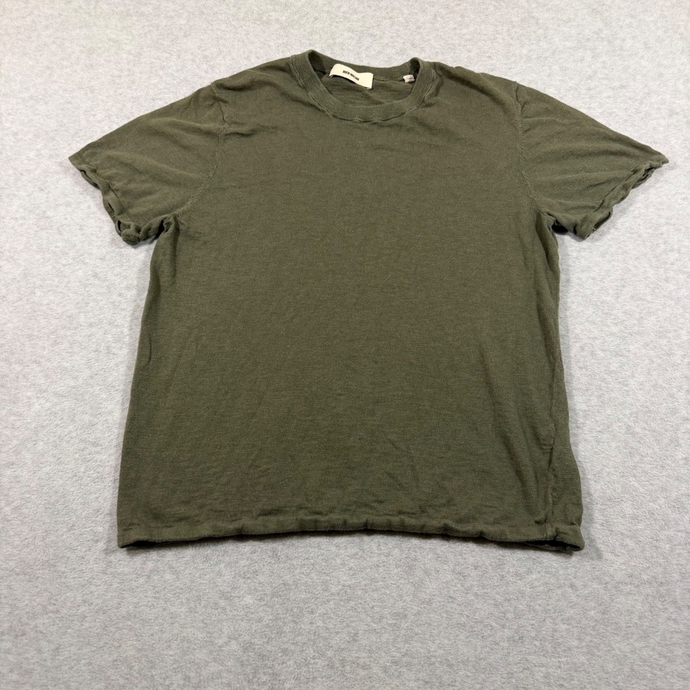 Buck Mason T-Shirt Mens Large Olive Green Cotton Linen Crew Neck Tee